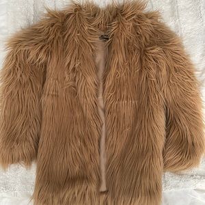 PrettyLittleThing Amaria Camel Shaggy Faux Fur